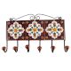 Dark Brown With White Floral Ceramic Tile Hook